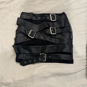 Current Mood Black Strap Mini Skirt